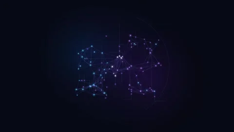 Connected digital nodes forming geometric network patterns on dark abstract.. 스톡 동영상 346551186