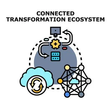 Connected digital transformation ecosystem business concept Stock Illustration