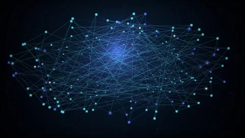 Connected Dot Grid Loop - Blue Digital Network Data Backdrop Video stock 341955710