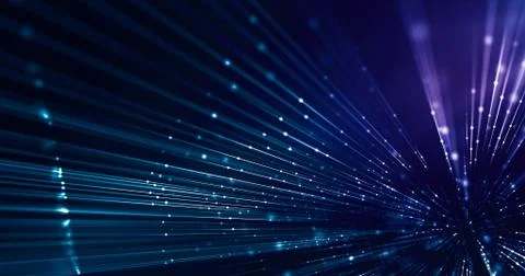 Connected dots and line, led fiber rays, tech background, fast communication Illustrazione stock