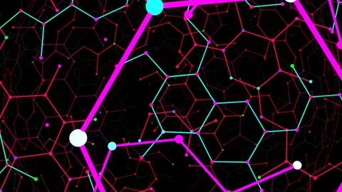 Connected Dots: Blue Pink White VJ Loop Stock Footage 269005669
