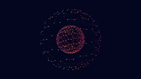 Connected dots intricate brain map in red and black Stock Footage 303187529