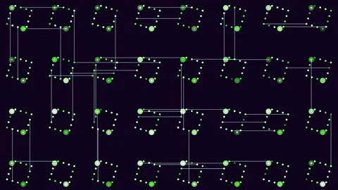 Connected dots pattern with flash light on black gradient 스톡 동영상 230073005