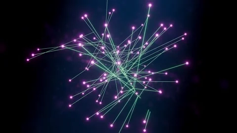 Connected dots in purple, blue lines, polygon, plexus, network. Stock Footage 300768307
