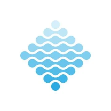 Connected dots in a shape of rhombus and shades of blue. Water theme concept Stock Illustration