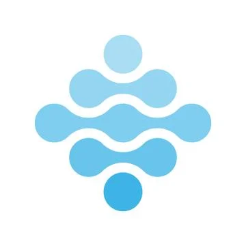 Connected dots in a shape of rhombus and shades of blue. Water theme concept Stock Illustration