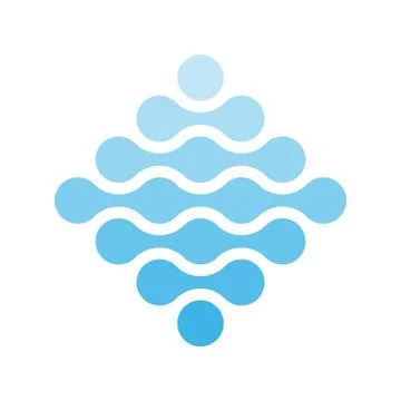 Connected dots in a shape of rhombus and shades of blue. Water theme concept Stock Illustration