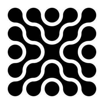 Connected dots in a shape of square. Black silhouette abstract design element Stock Illustration