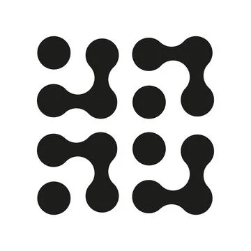 Connected dots sign. Black connected blobs. Stock Illustration