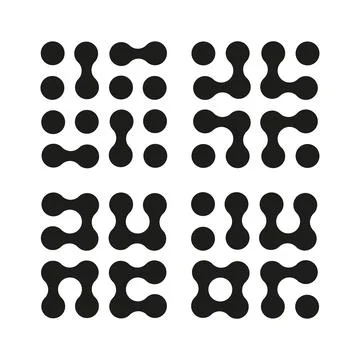 Connected dots symbols collection, isolated on a white background. Stock Illustration