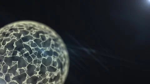 Connected dots wireless communication network over abstract planet on space Stockillustratie
