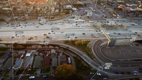 Connected driverless car aerial view. In... | Stock Video | Pond5