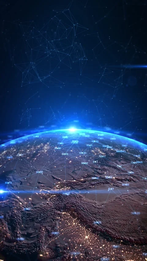 Connected Earth with Global Digital Network and Data Technology Stock Footage 342624138