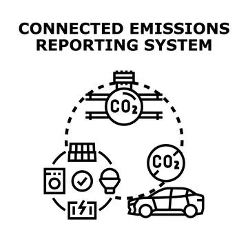 Connected emissions reporting system managing carbon footprint Stock Illustration