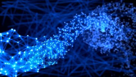 Connected energy particles. 3d illustration. Stock Illustration