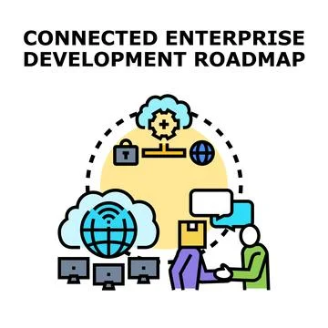 Connected enterprise development roadmap strategy implementation plan Illustrazione stock