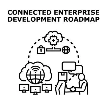 Connected enterprise development roadmap strategy implementation plan Stock Illustration