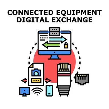 Connected equipment digital exchange network technology concept Stock Illustration