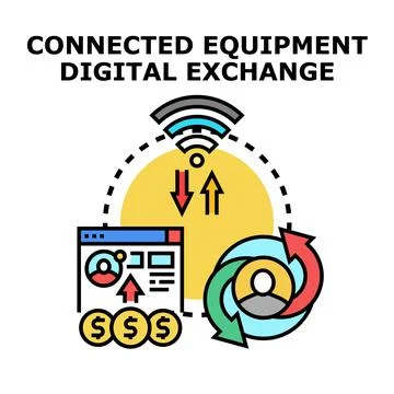 Connected equipment digital exchange vector concept Stock Illustration