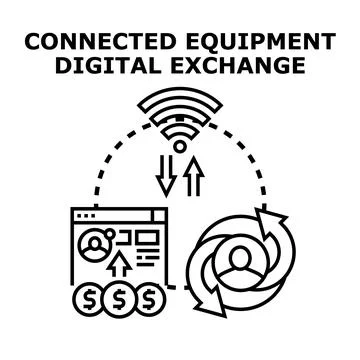 Connected equipment digital exchange vector concept 库存插图