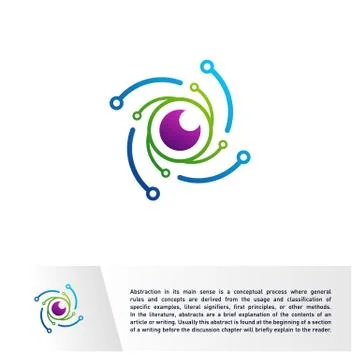 Connected Eye Logo design vector template. Technology Spiral Vision, Vortex,  Illustrazione stock