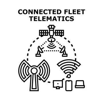 Connected fleet telematics system and communication network Stock Illustration