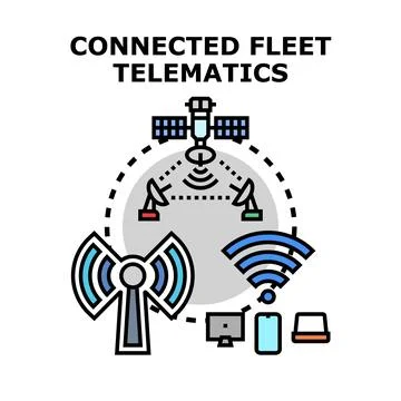 Connected fleet telematics system and communication network Stock Illustration