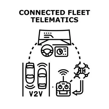 Connected fleet telematics system optimizing vehicle management Stock Illustration