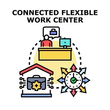 Connected flexible work center concept for remote working Stock Illustration
