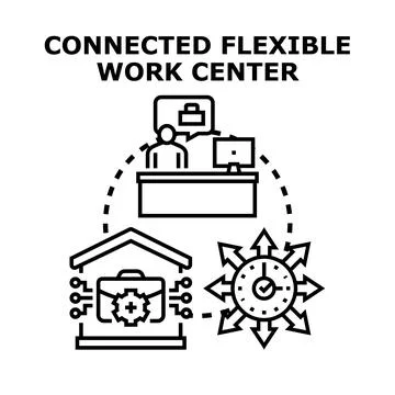 Connected flexible work center concept for remote working Stock Illustration