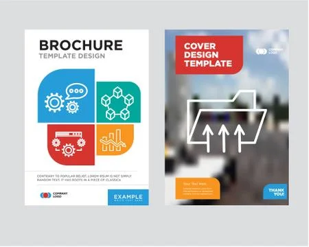 Connected folder data brochure flyer design template Stock Illustration