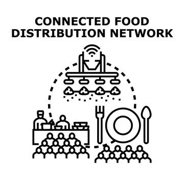 Connected food distribution network system concept Stock Illustration