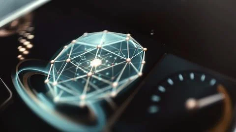 Connected globe beside performance gauge 库存照片