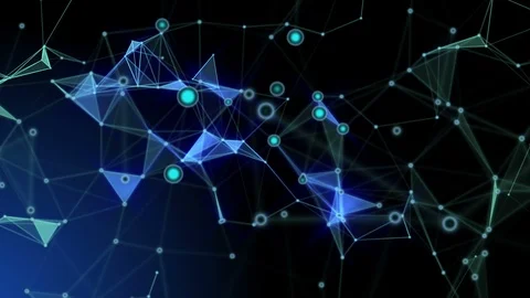 Connected glowing plexus lines, dots and polygons Video stock 106672902