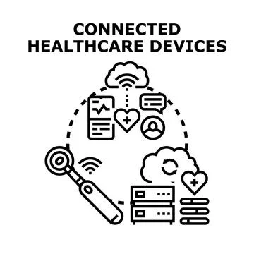 Connected healthcare devices system using digital technology イラスト素材
