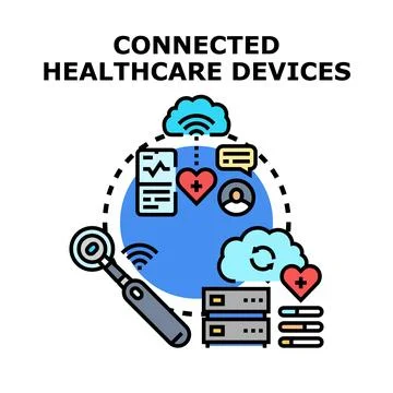 Connected healthcare devices system using digital technology Stock Illustration