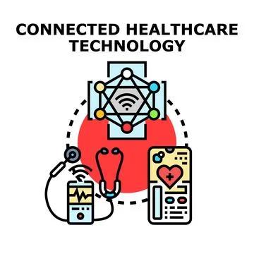 Connected healthcare technology vector concept illustrating digital health イラスト素材