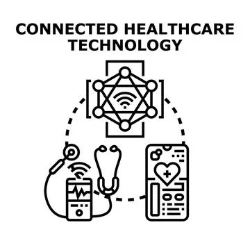 Connected healthcare technology vector concept illustrating digital health Stock Illustration
