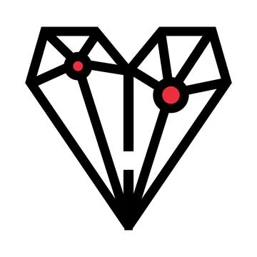 Connected heart diamond shape logo concept Stock Illustration