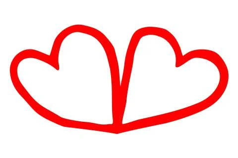 Connected Hearts hand drawn with thin line Stock Illustration