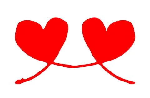 Connected Hearts hand drawn with thin line Illustrazione stock