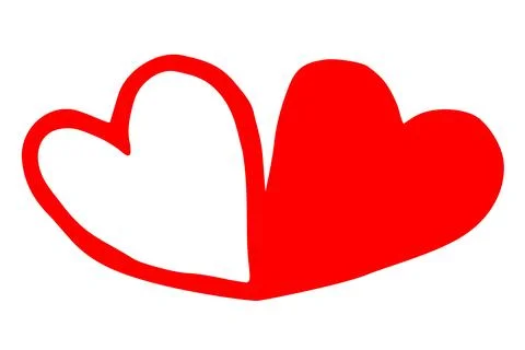 Connected Hearts hand drawn with thin line Stock Illustration