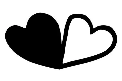 Connected Hearts hand drawn with thin line Stock-Illustration