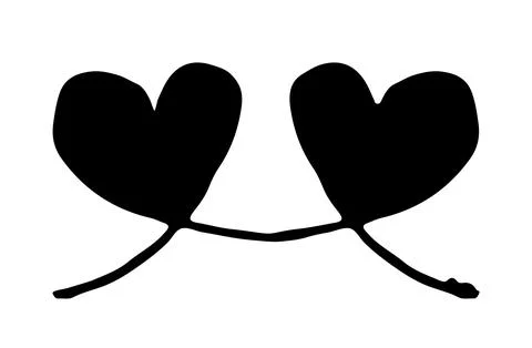 Connected Hearts hand drawn with thin line Illustrazione stock