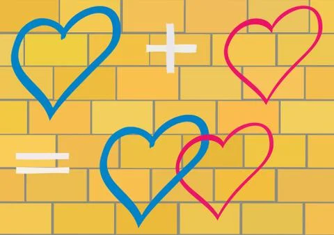 Connected hearts. Illustrazione stock