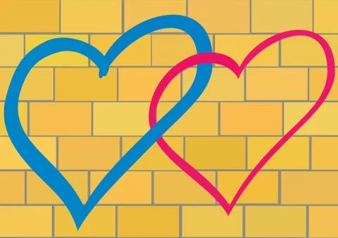 Connected hearts. Illustrazione stock