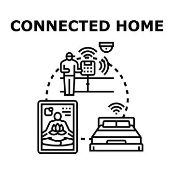 Connected home smart technology controlling modern house system Stock Illustration