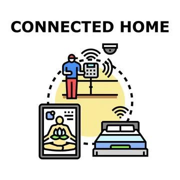 Connected home smart technology controlling modern house system Stock Illustration