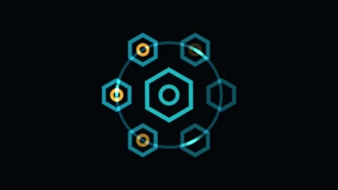Connected Honeycomb Icon System Animation Seamless Loop Stock Footage 341762203