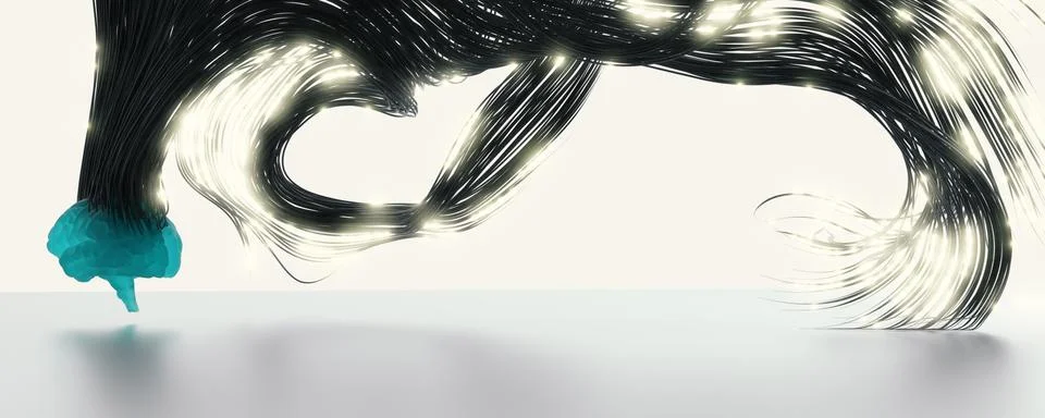 Connected Human Brain panoramic Stock Illustration